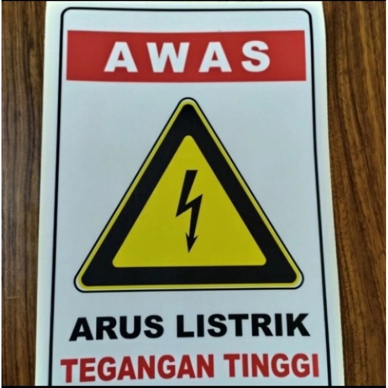 

stiker vinyl 23x30cm AWAS ARUS LISTRIK TEGANGAN TINGGI sign rambu k3