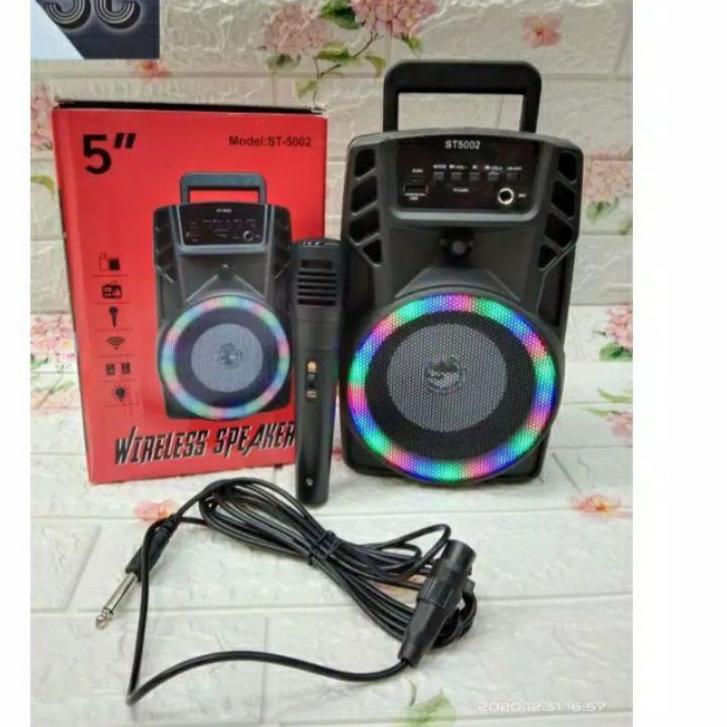 Terlaris SPEAKER KARAOKE PORTABLE BLUETOOTH ST-5002 SERI SX-5008 BONUS MIC MICROPHONE