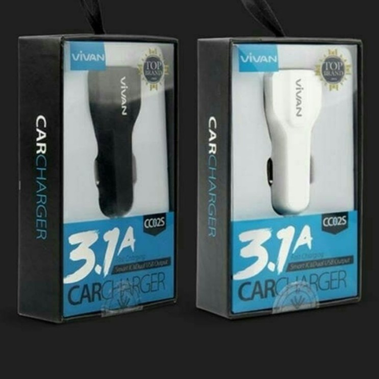 CHARGER MOBIL VIVAN 2 OUTPUT, CHARGER CAR SAVER FAST CHARGER 3.1A VIVAN CC02S ( GARANSI 1 TAHUN)