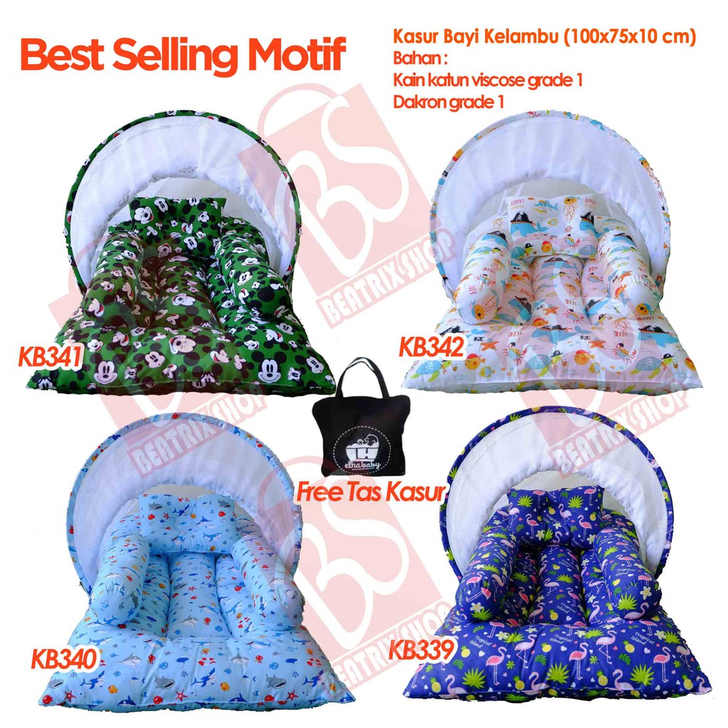 SEPAKET !!! SET KASUR BAYI TENDA KELAMBU NEWBORN BANTAL GULING KARAKTER LUCU BABYBESS TERMURAH 063