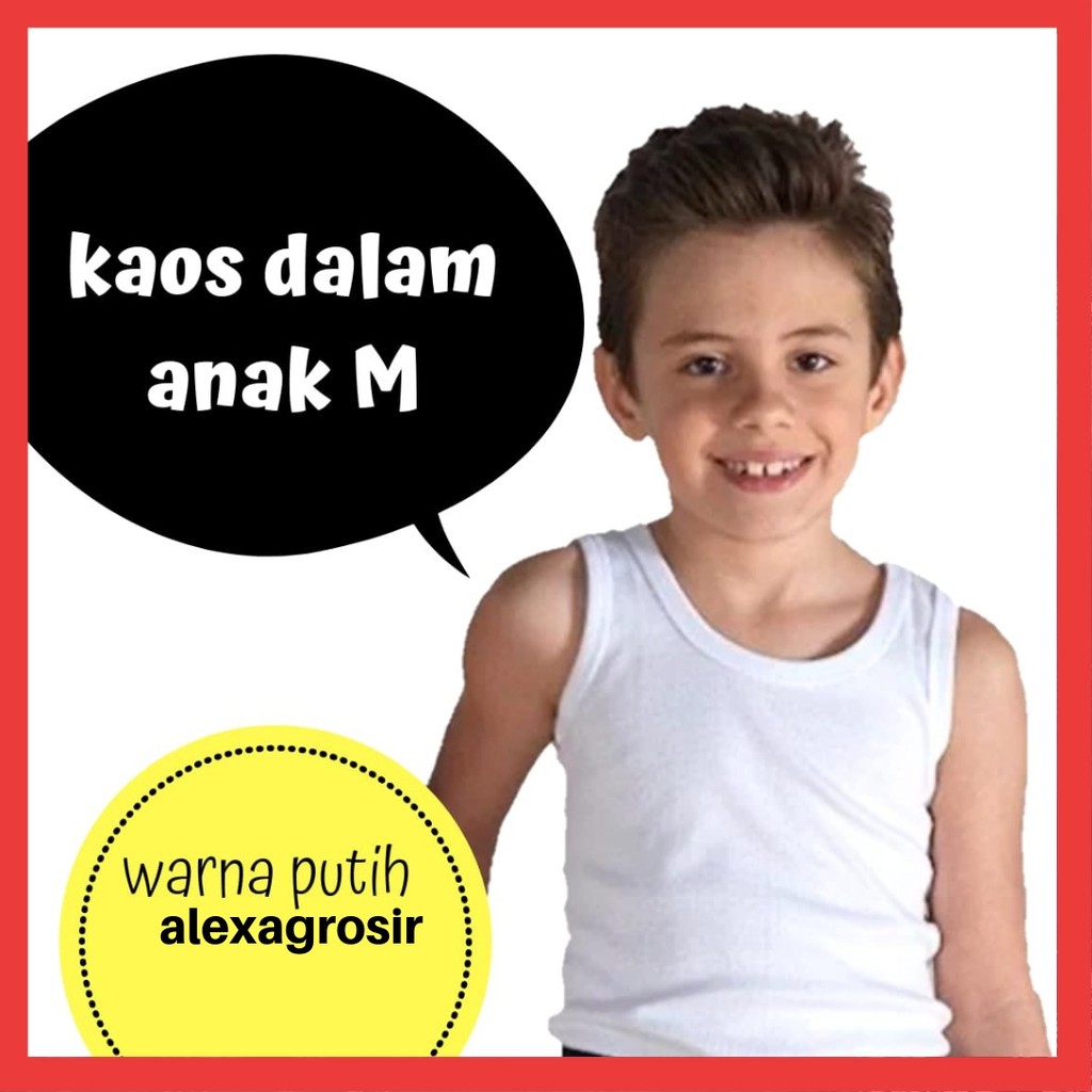 ALEXAGROSIR - KAOS DALAM ANAK PUTIH TK SD SIZE S M L XL 3L 4L