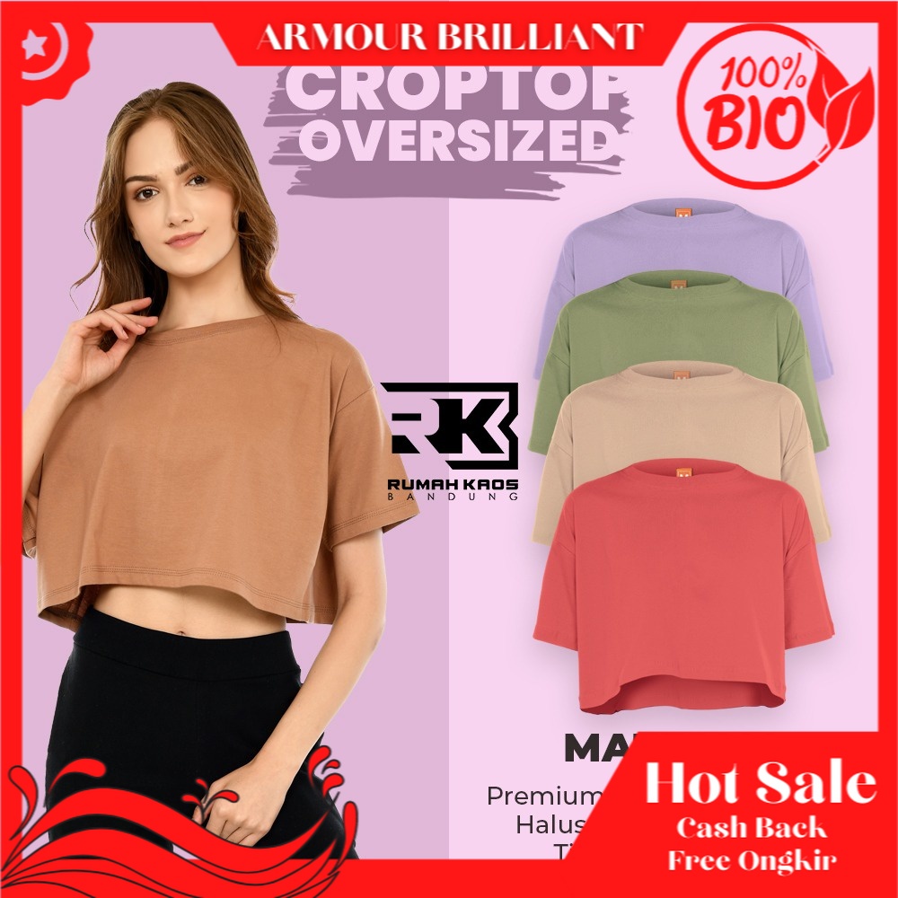 KAOS CROP TEE OVERSIZED CROP TOP OVERSIZE BAJU WANITA CROP TOP