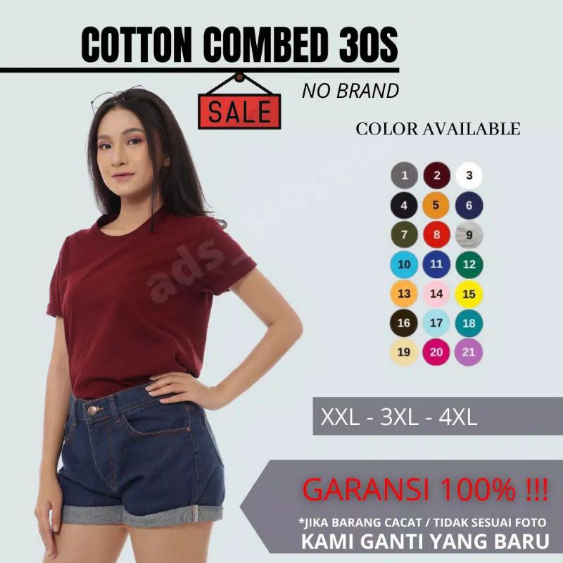 KAOS POLOS WANITA LENGAN PENDEK COTTON COMBED