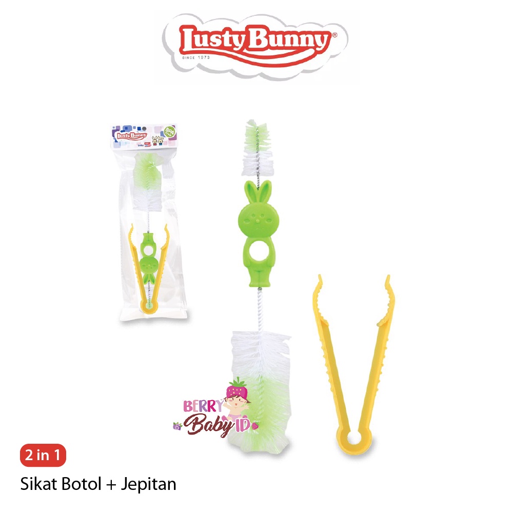 Lusty Bunny 2In1 Sikat Botol Dot + Jepitan Bottle Nipple Brush SK-1002 Berry Mart