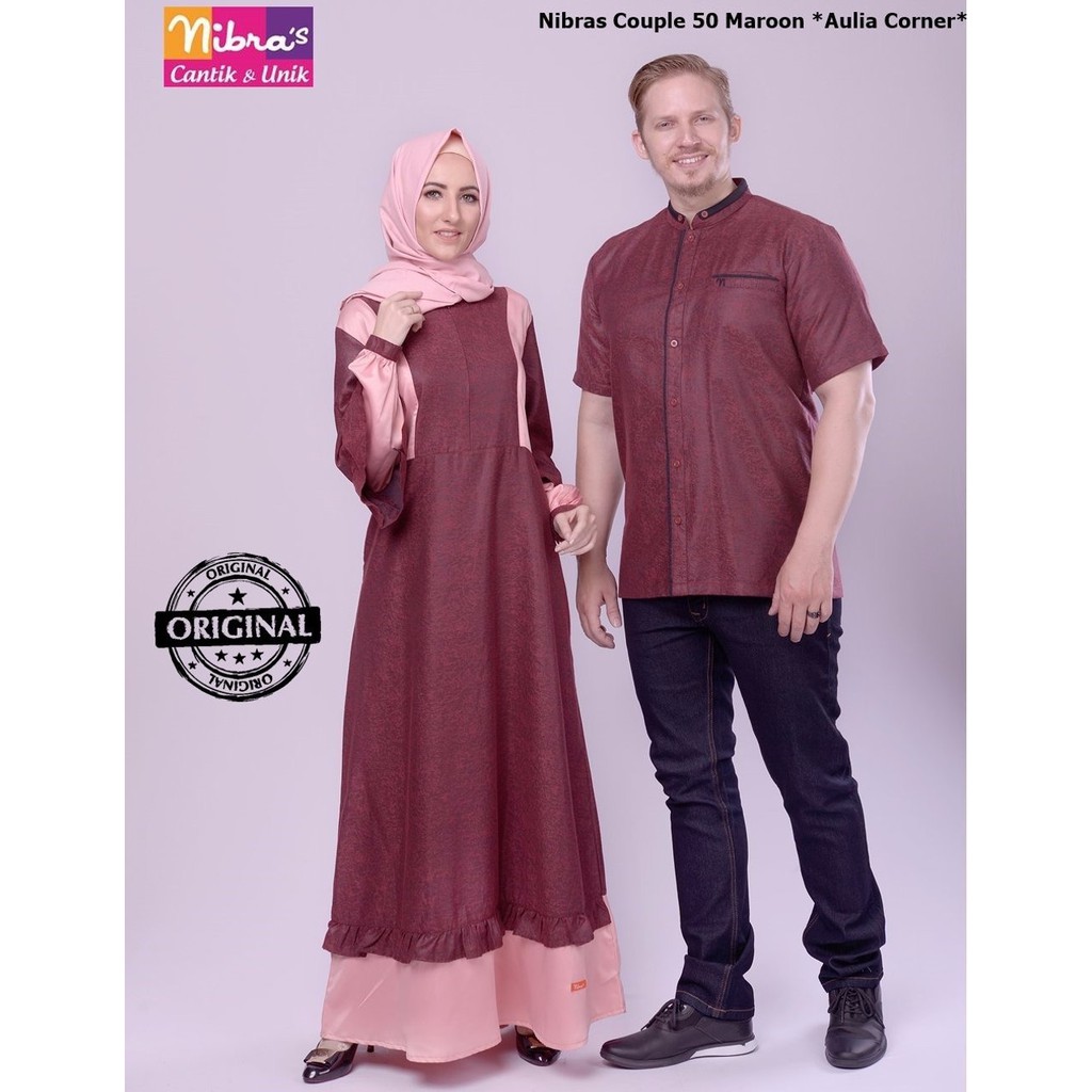 LIMITED EDITION Seragam Keluarga Nibras Couple 50 Maroon ORIGINAL Baju Seragam Keluarga