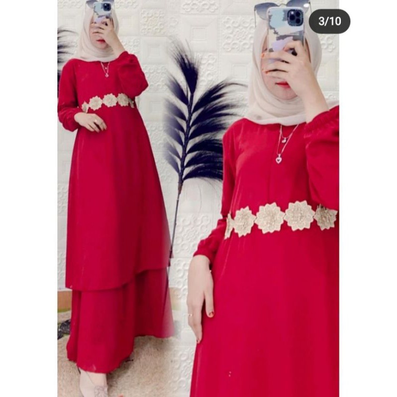Gamis Malaysia Renda Pinggang
