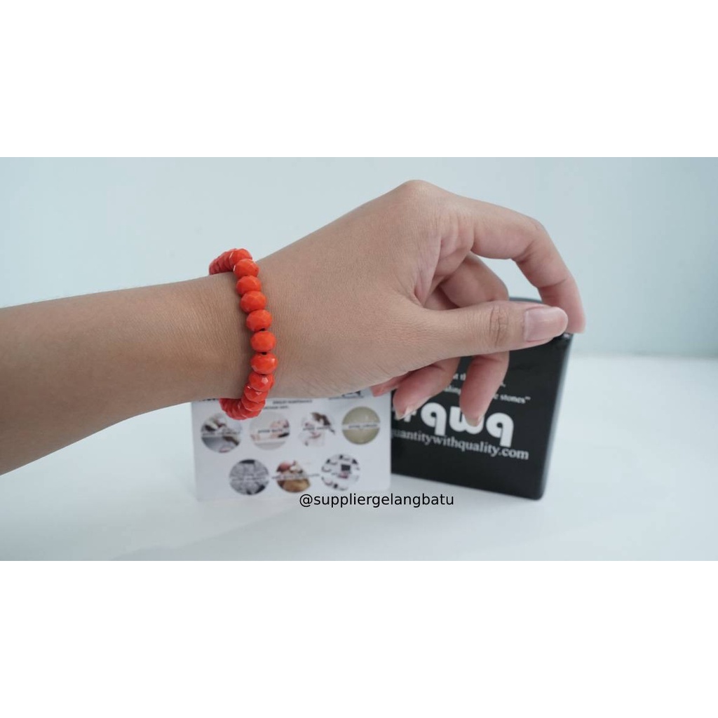 gelang kristal ceko ORANGE JERUK aksesoris tangan premium bonus kotak