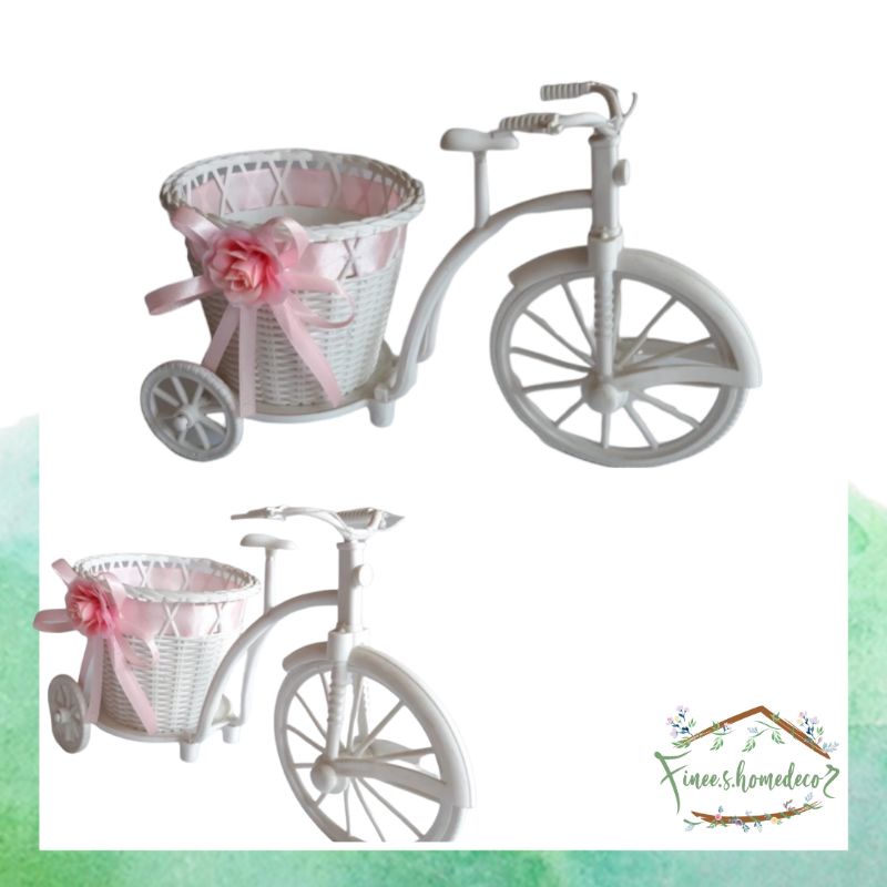 VAS SEPEDA ROTAN SEDANG good quality sepeda plastik hiasan ambalan rak pot bunga sepeda plastik home