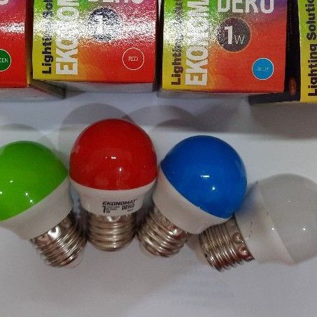 lampu led 1 watt ekonomat warna biru, merah, hijau , kuning, bulb led 1 watt,lampu tidur