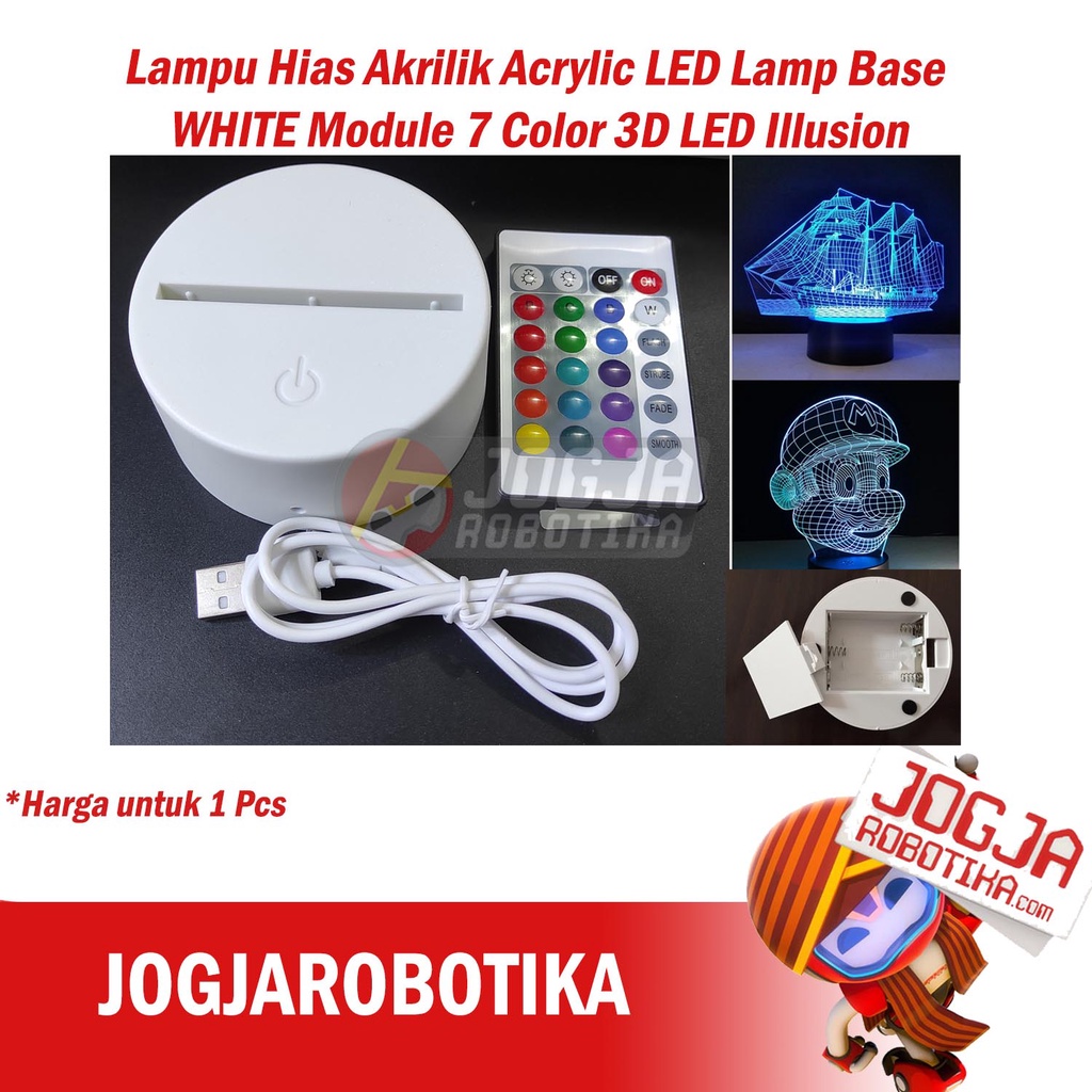 Lampu Tidur Lampu Hias Akrilik LED Lamp Base White Module  7 Color 3D LED Illusion Hias Akrilik Acry