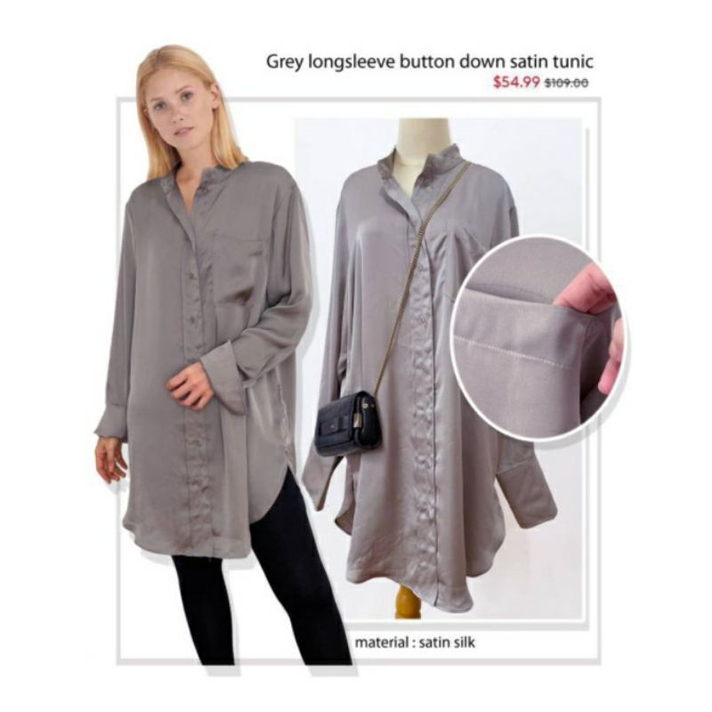 Dress Wanita H&amp;M Tunic Edisi Baru Bahan  Satin Halus Lembut Jatuh Original Branded