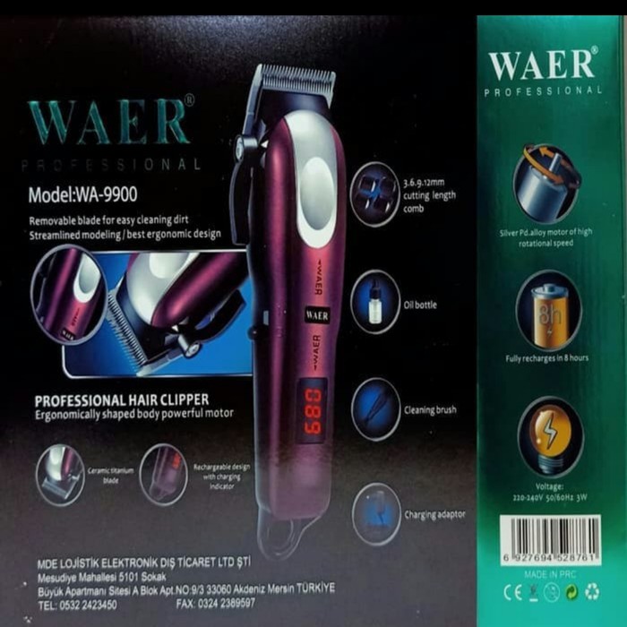 Alat Cukur Rambut Cas Waer Wa-9900 - Hair Cliper Waer Charge 9900