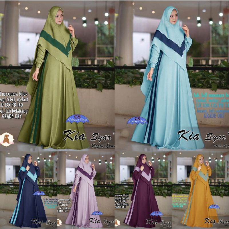 Kia syar'i Gamis Premium Import / Baju Lebaran 2022 / Dress Wanita Fashion Muslim / Gamis Cantik Mod