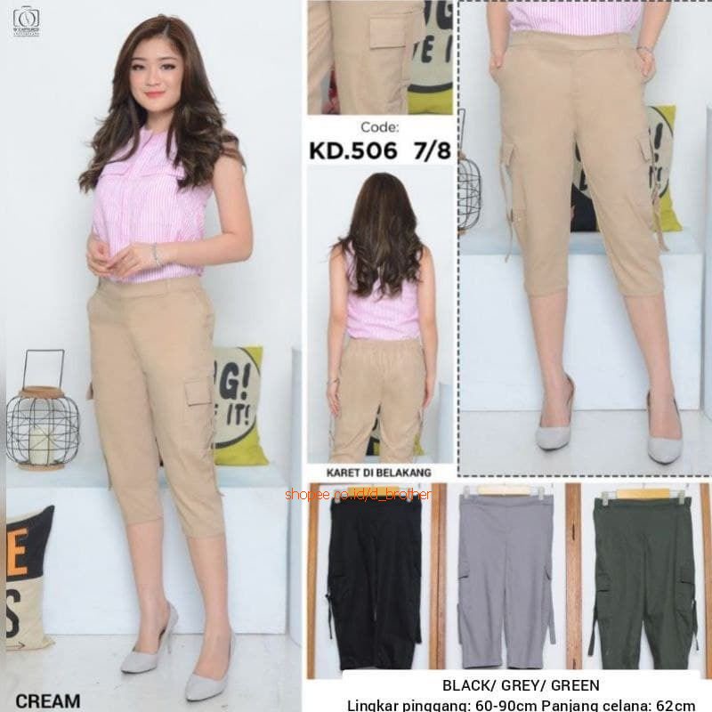 Celana Kargo Wanita 7/8 Twill Combed Original SUPER PREMIUM Bawahan Wanita Berkualitas