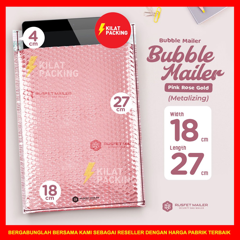 

AMPLOP BUBBLE MURAH | BUBBLE MAILER PREMIUM | POLYBUBBLE MURAH MOTIF PINK ROSE GOLD 18CM X 27CM