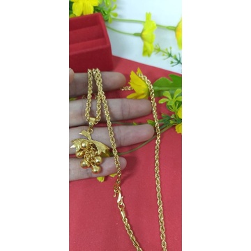 kalung lilit 60cm +liontin anggur lapis emas