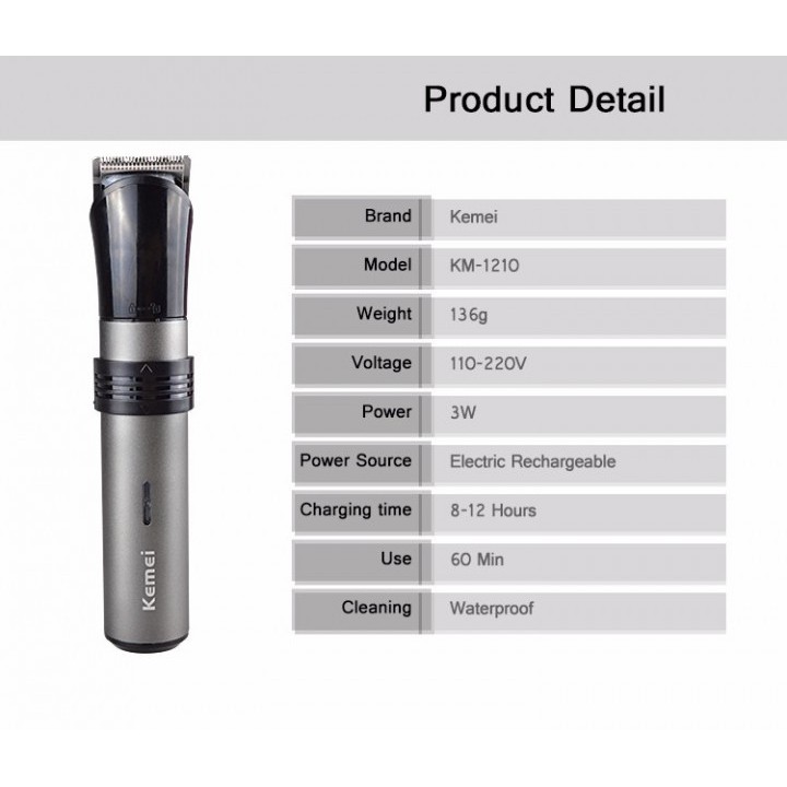 KEMEI KM-1210 3 In 1 Rechargeable Nose Hair Trimmer And Shaver For Men