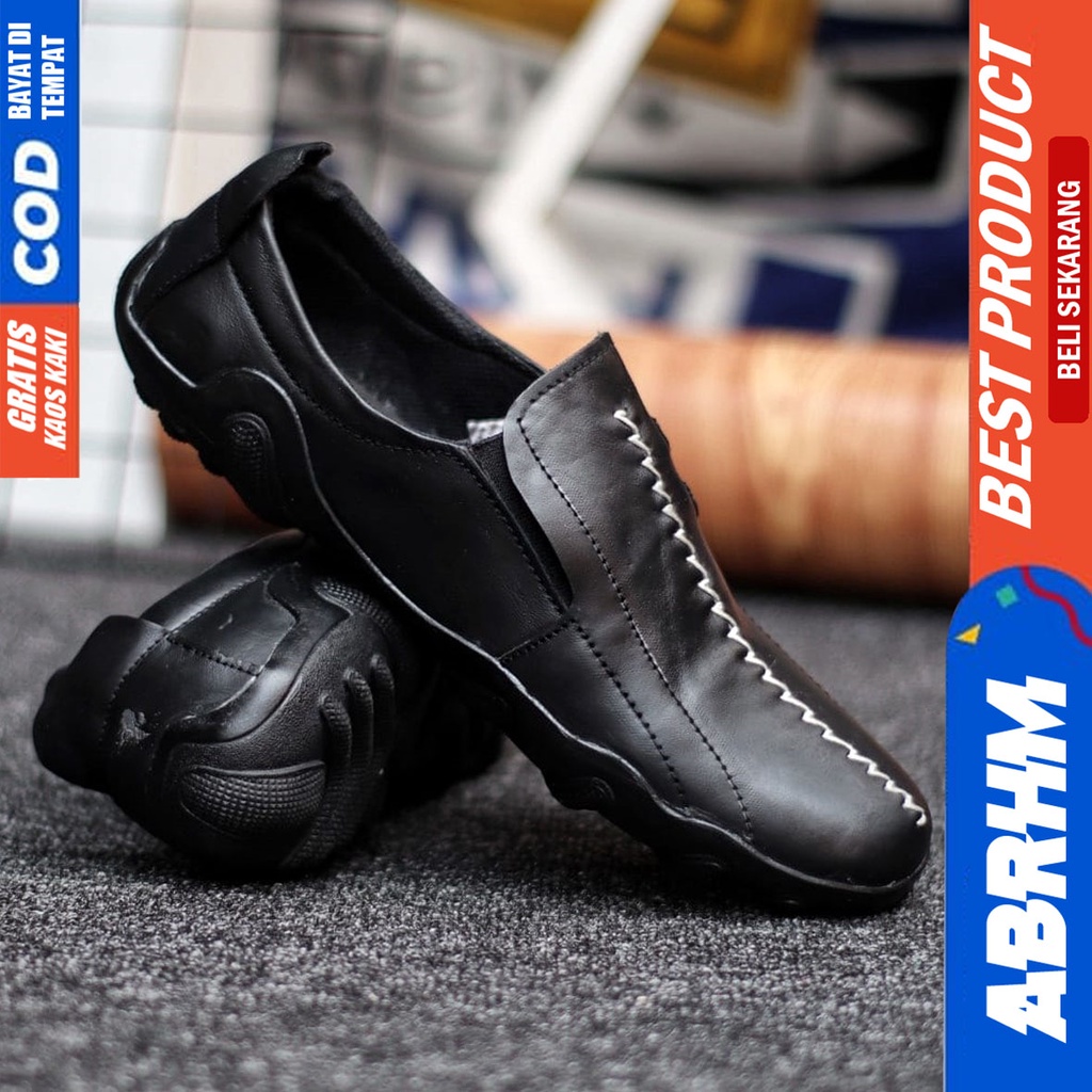 Abrhm Knit - Sepatu Formal Pria Pantofel Kulit Asli