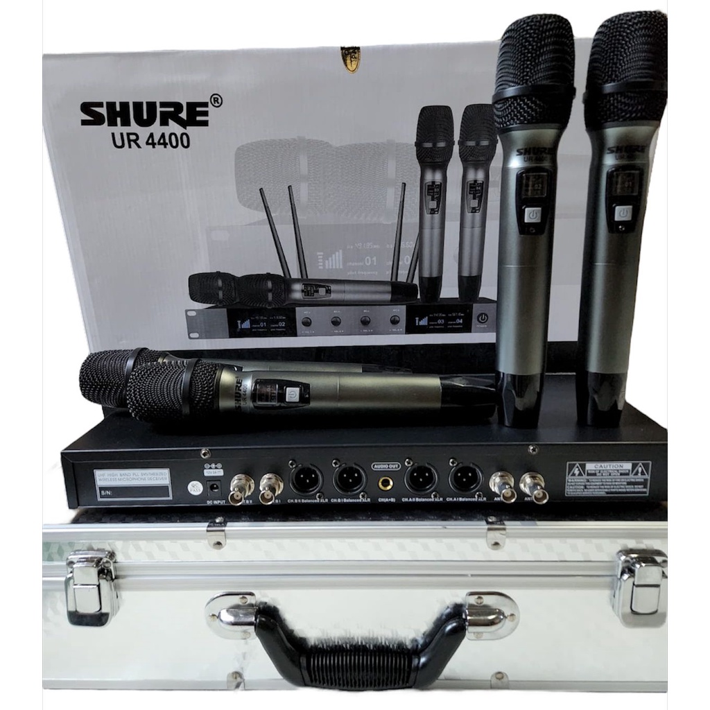terbaru..MIC SHURE UR4400/UR 4400 MICROPHONE WIRELESS 4BH MIC PEGANG free koper