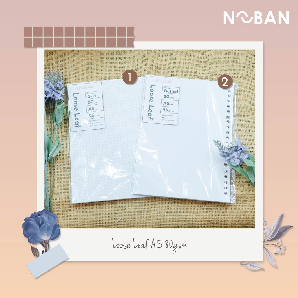 

Kertas Loose Leaf A5 80gsm Grid & Dotted Isi 25lbr