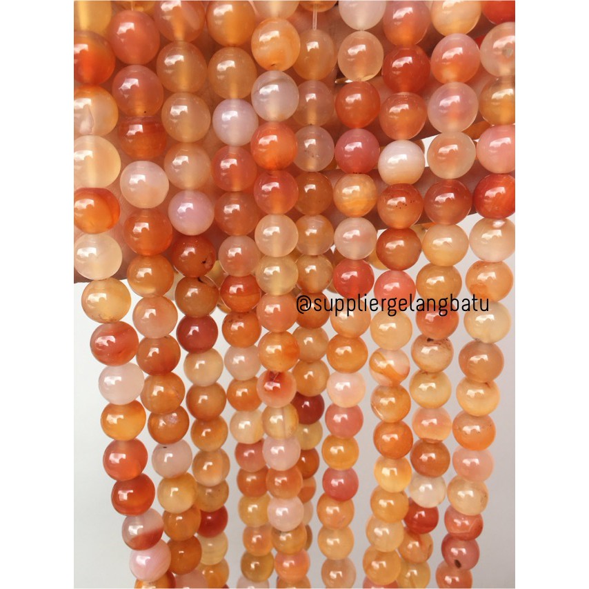 Carnelian Putih Orange Natural Stone Batu Perhiasan Fashion 12mm Akik Bacan Renteng Natural Akik