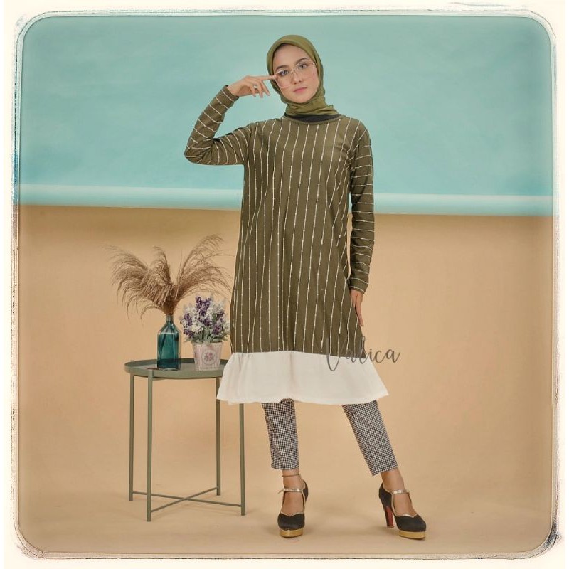 TUNIK SALUR MOTIF REMPEL BAWAH