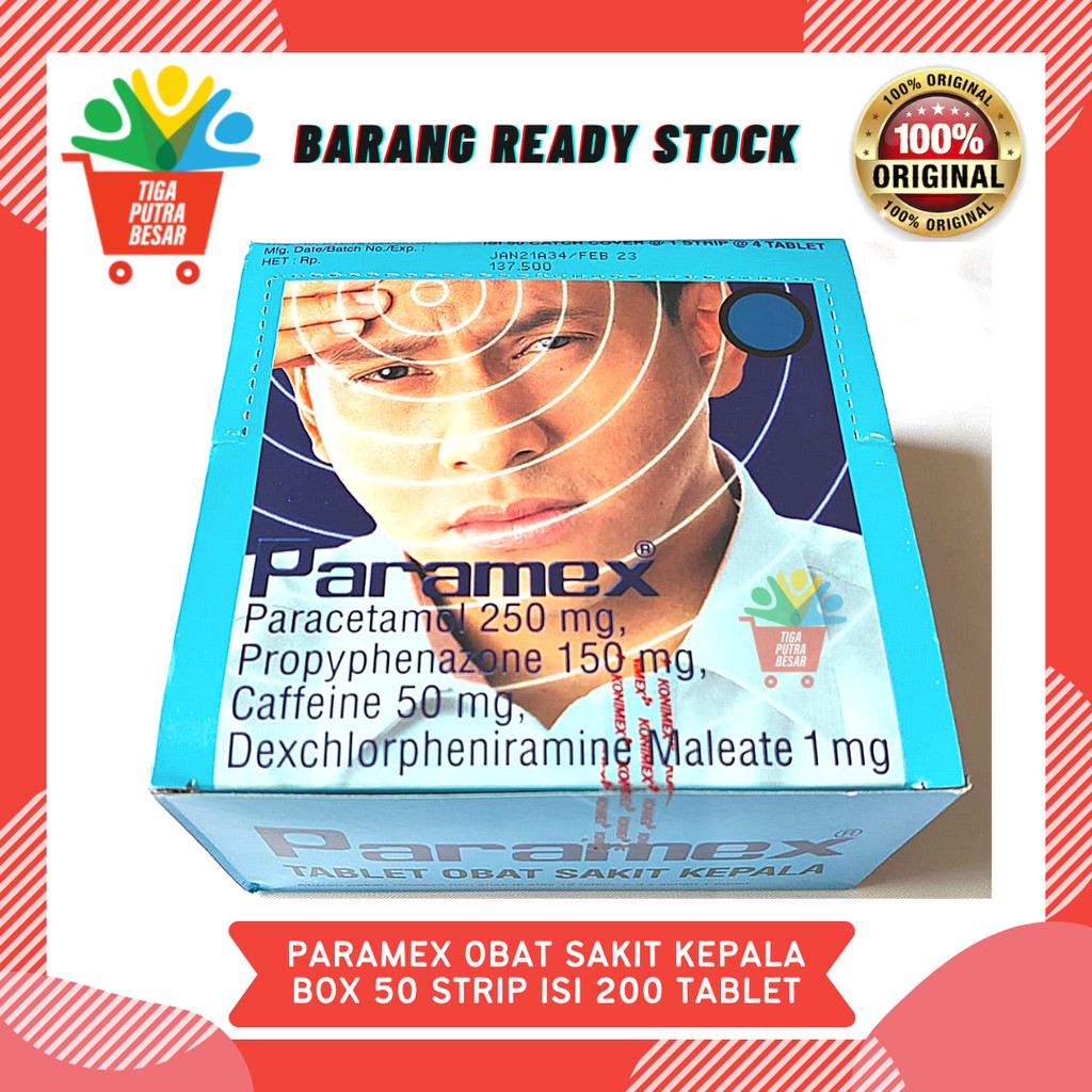 PARAMEX OBAT SAKIT KEPALA PARACETAMOL BOX 50 STRIP ISI 200 TABLET