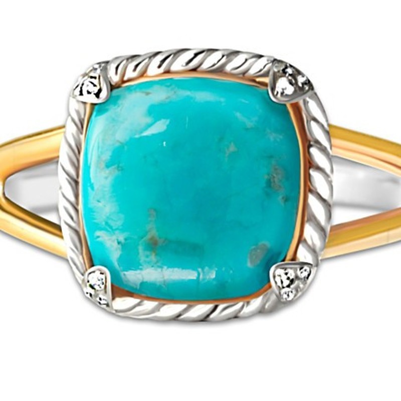 Cincin Berlian Turquoise Gaya Bohemian Untuk Wanita