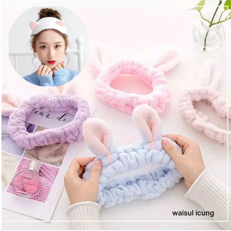 Headband Kuping Kucing Korea Bandana Facial Rambut Bando Masker Bando Telinga Kelinci