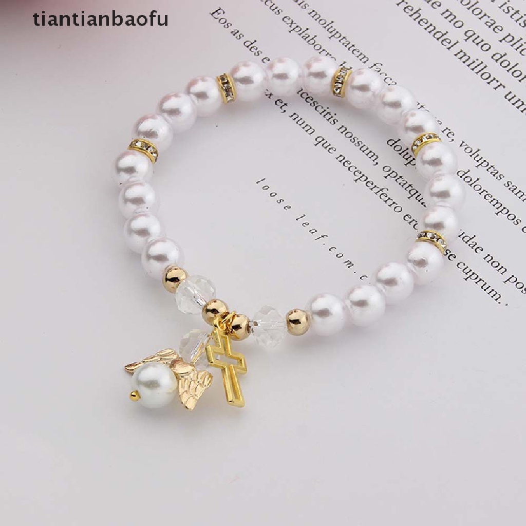 [tiantianbaofu] Baby Shower Favor Christening Bracelet Angel Baby Shower Girl Boy Baptism Gift Boutique