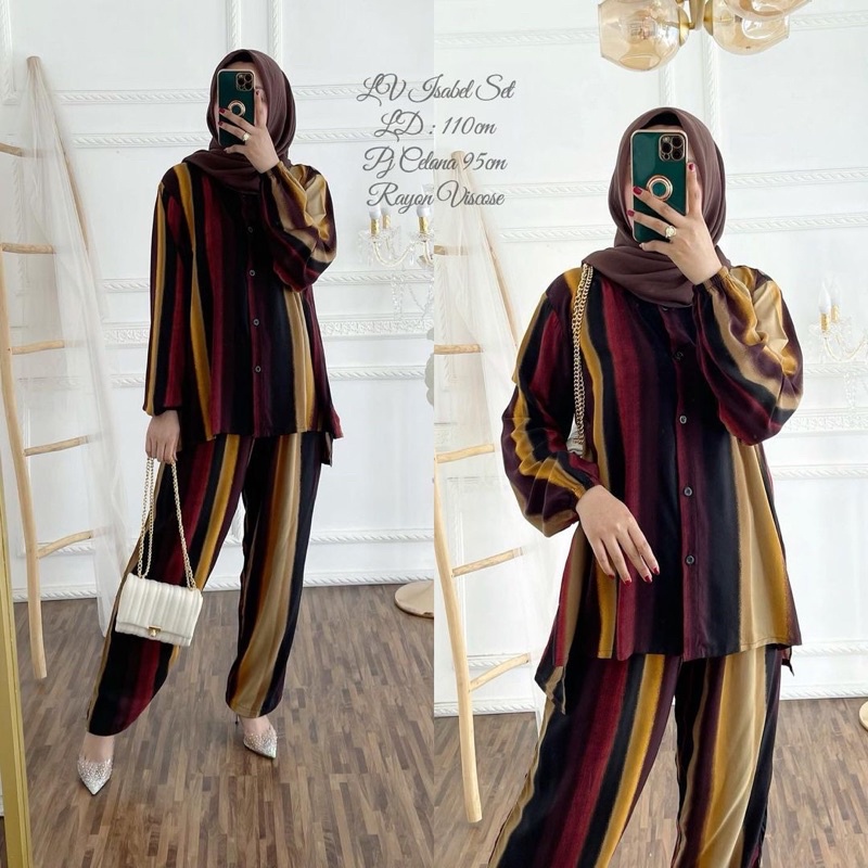 (RPA) ALL ONE SET LV ISABEL OVERSIZE KEMEJA SET RAYON UNIQLO