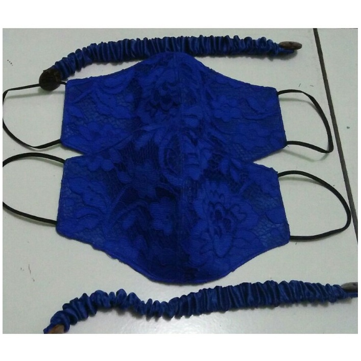 MASKER KAIN BROKAT WARNA BIRU ELECTRIK