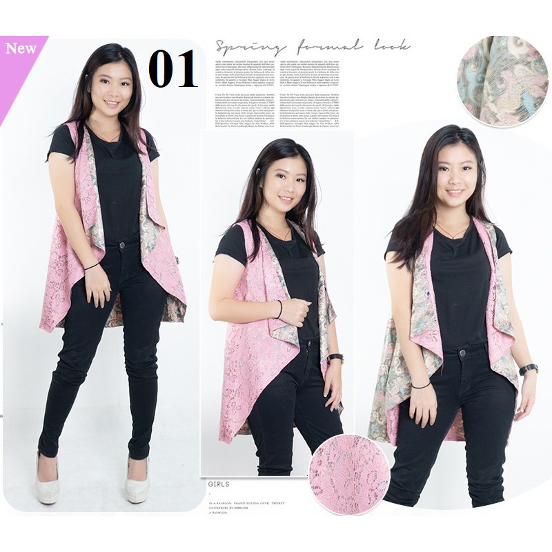 Erli Blazer bolero batik bolak balik wanita