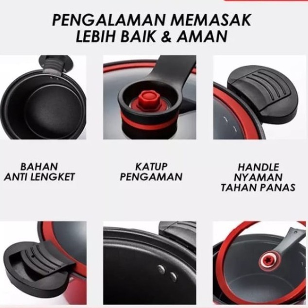 COD PANCI PRESTO MASAK PREMIUM SERBAGUNA 3.5 LITER TEFLON COOKER SOUP POT