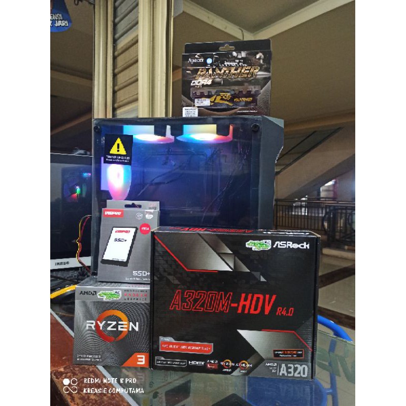 PC GAMING - AMD RYZEN3 3200G BOX 4 CORE 3,6 GHZ - MB ASROCK A320M-HDV