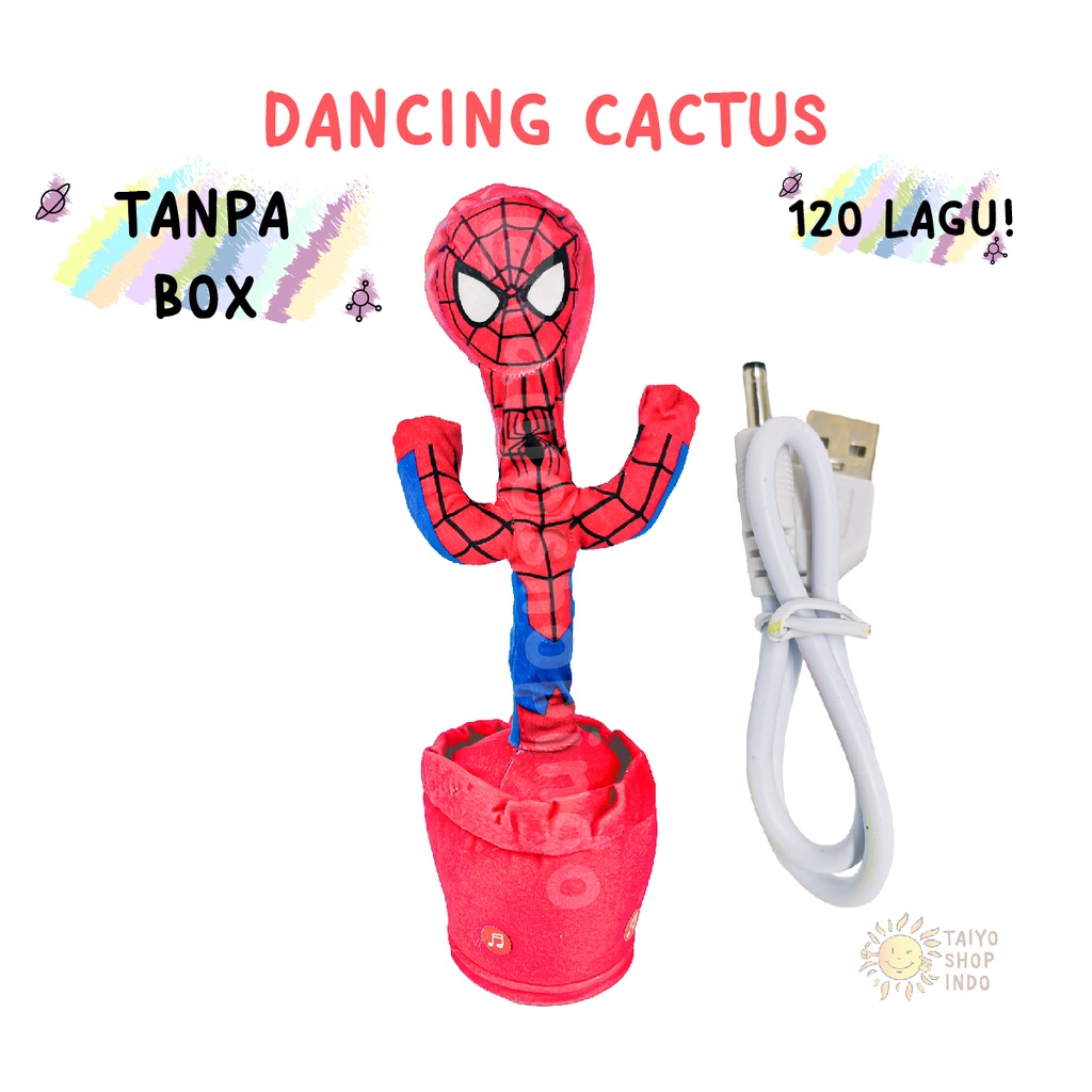 Mainan Anak Dancing Cactus USB BOX Kaktus Joged Musik Bicara Menari-Spiderman NO BOX