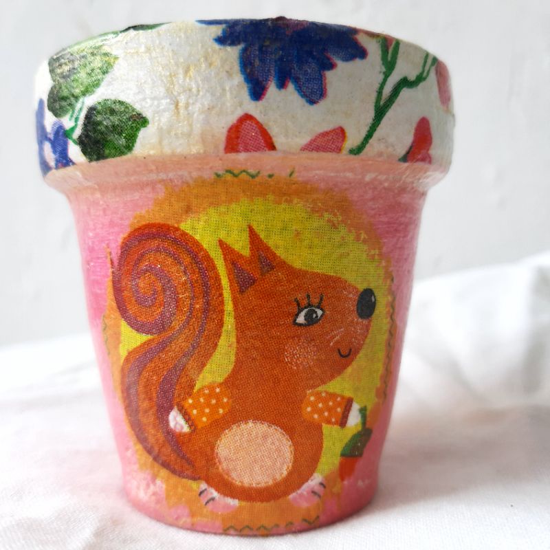 Pot tanaman cactus Pot teracota pot tanah liat Gerabah Suculent Pot lukis decoupage