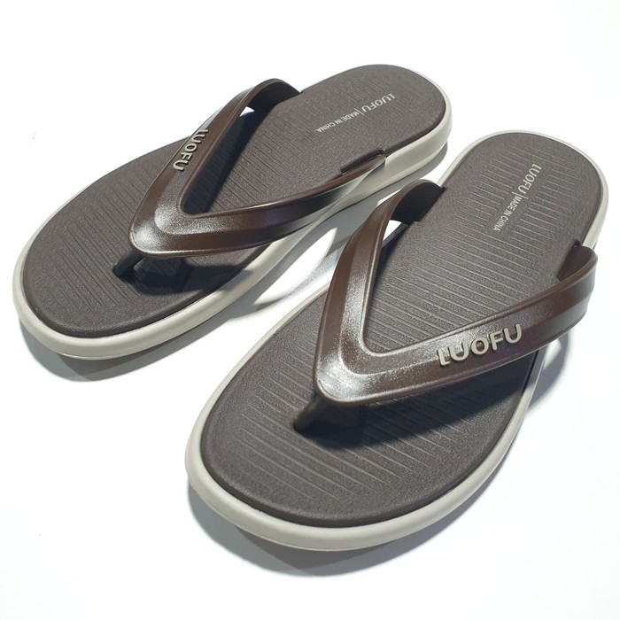 LUOFU ORIGINAL jelly sandal karet empuk murah jepit pria cowok import E6193E02M