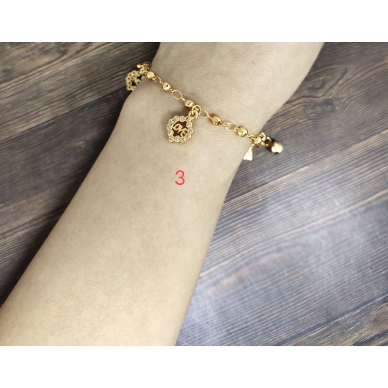 Fifi Fashion Gelang lada kombinasi gantungan lucu model perhiasan Lapis emas G02 08#19#