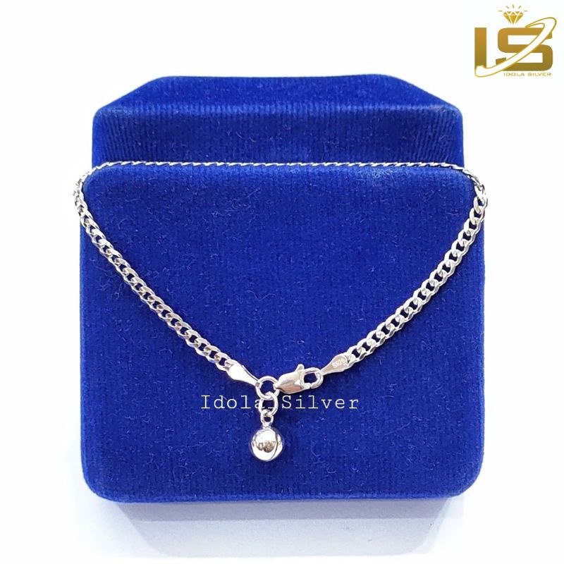 GELANG PERAK ASLI TANGAN WANITA SILVER 925 LAPIS EMAS PUTIH RANTAI SISIK NAGA POLOS - PERHIASAN PERAK ASLI