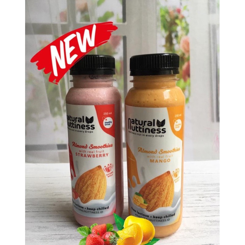 almond milk smoothies susu almond buah asli rasa mangga dan strawberry 250 ml