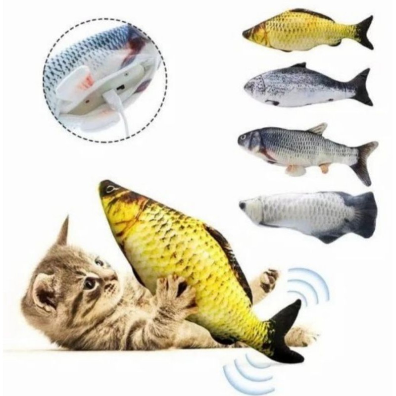 Mainan Kucing Boneka Ikan Bergerak