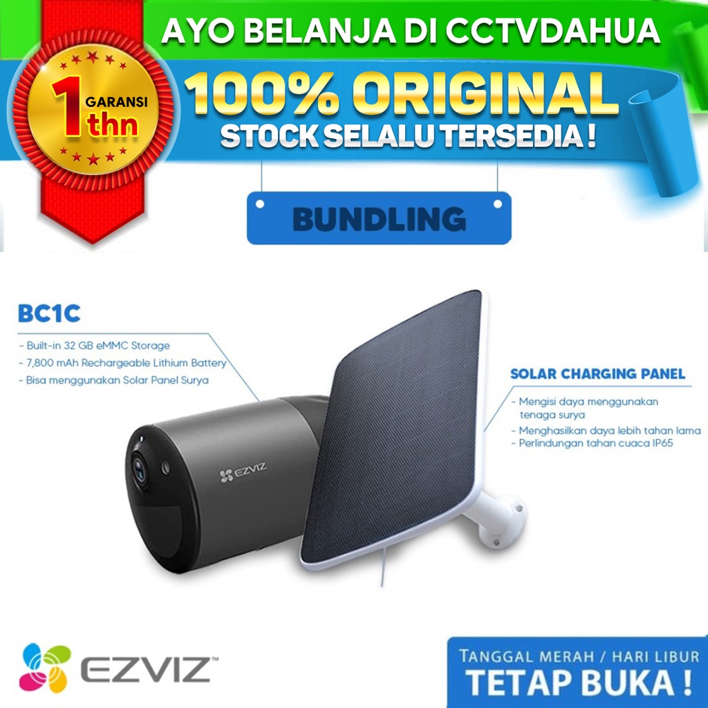 EZVIZ BC1C 1080P BATTERY CCTV FREE SOLAR PANEL C / BERGARANSI RESMI