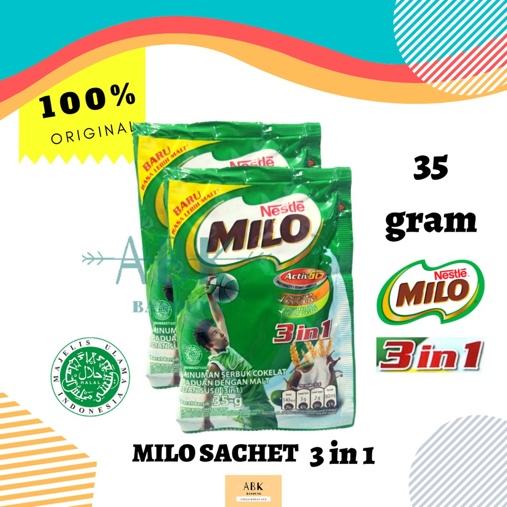 MILO 3 IN 1 SACHET 35GR NESTLE | MILO BUBUK 3 IN 1 35GRAM INSTAN