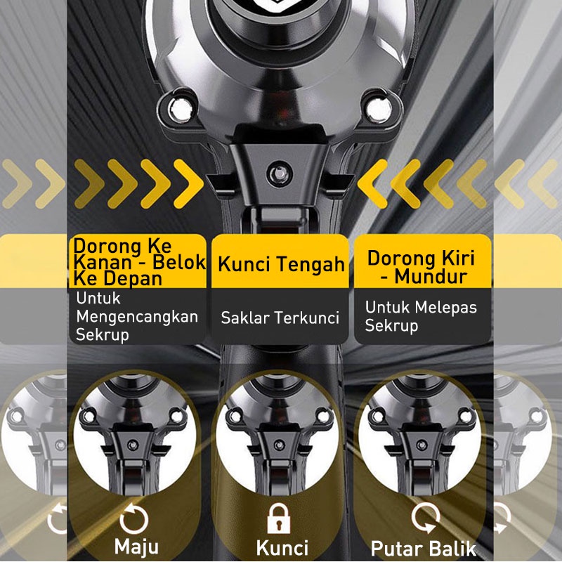 Reaim Cordless Impact Wrench 288VF Mesin Bor 2 baterai Untuk Baut Mobil bor set impak buka motor