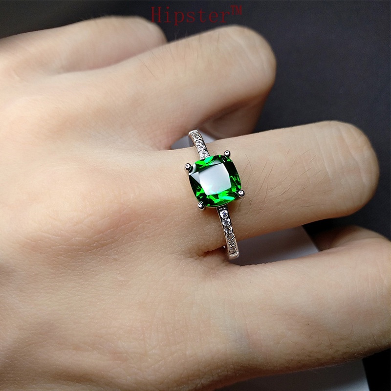 Hot Sale Classic Luxury Inlaid Colored Gems Square Diamond Ring