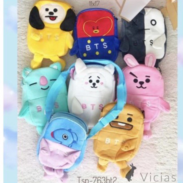 Tas Mini BTS BT21 ARMY Selempang Pouch 2 Sleting Kualitas IMPORT