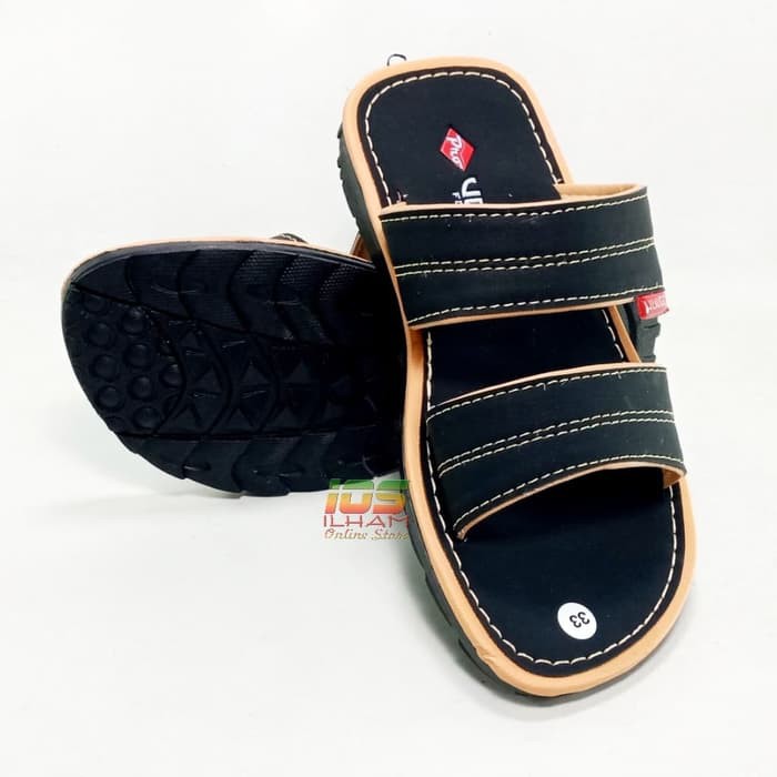 Sandal Anak Laki-Laki Selop 2 Band Kickers Pro VULGO Size 28-37 Hitam