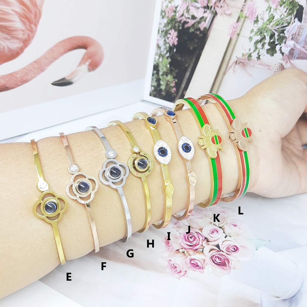 Gelang Titanium Cantik Bangle Gold Anti Karat Luntur - BB572