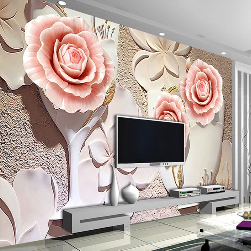 Wallpaper 3D Custom Motif Bunga Visual Timbul Relief